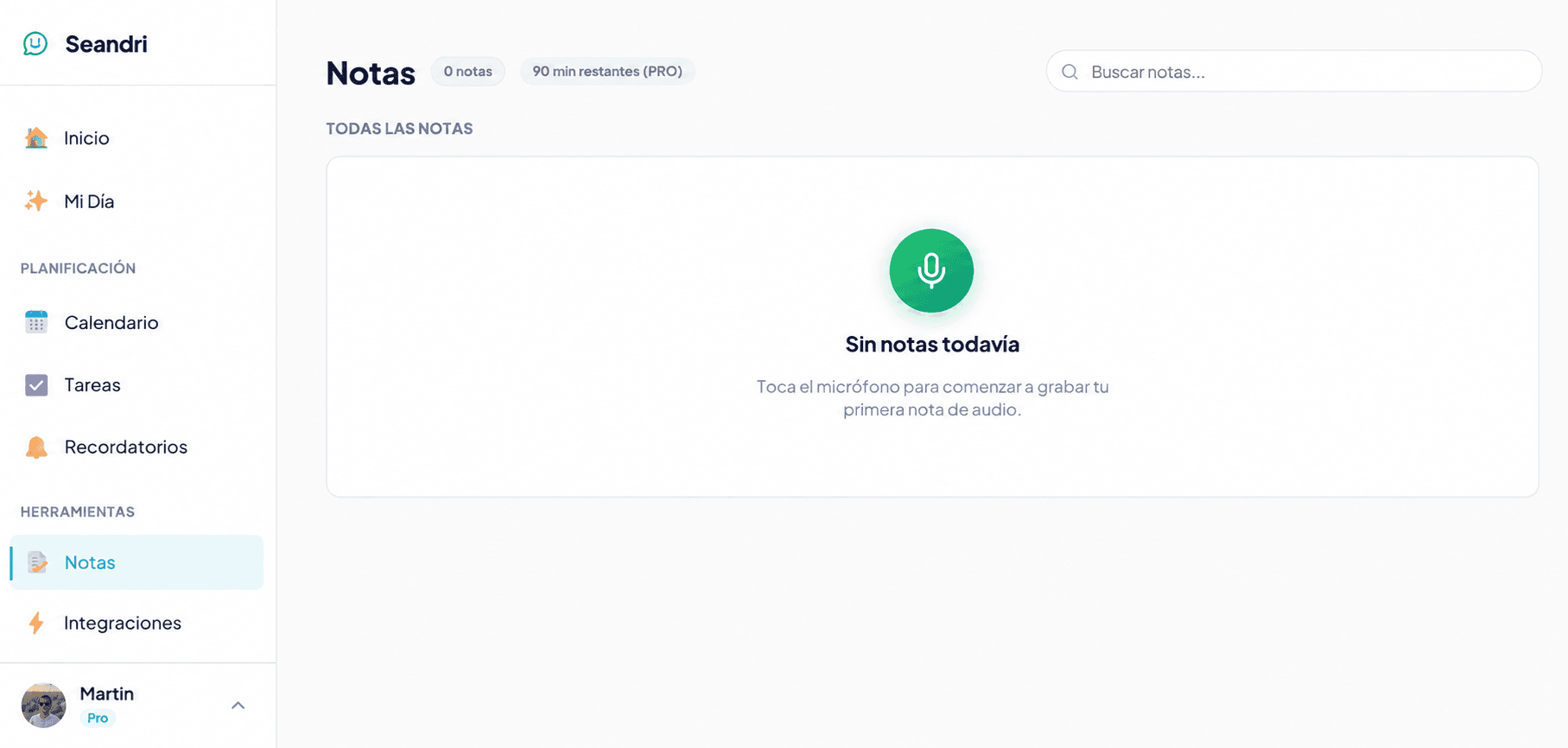 Notas de Voz con IA Seandri